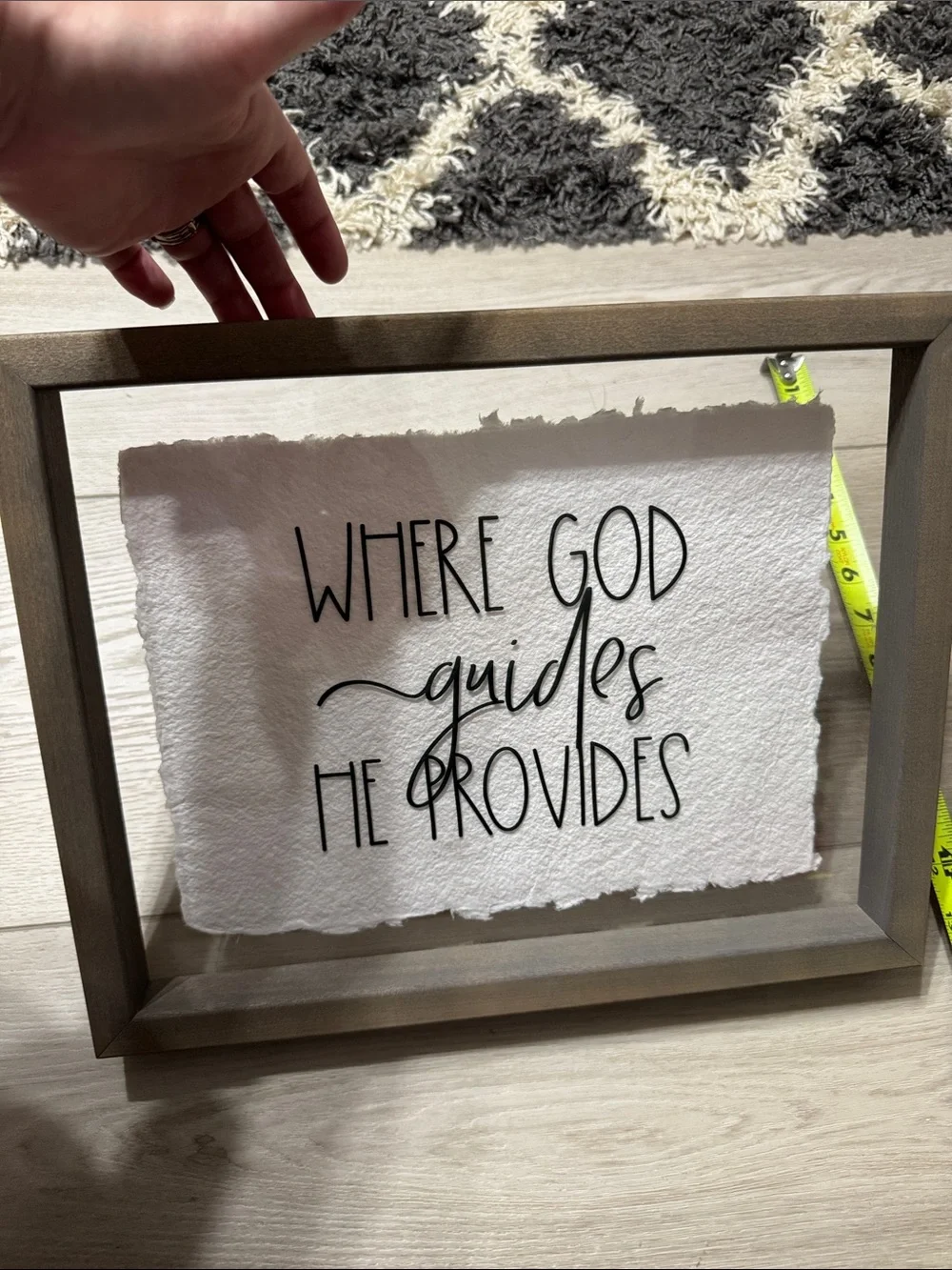 NWT-Rustic Brown Framed 'Where God Guides He Provides' Wall Art